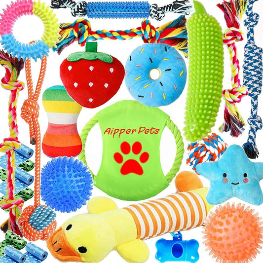 Aipper 25 Puppy Toys Pack for Fun & Clean Teeth