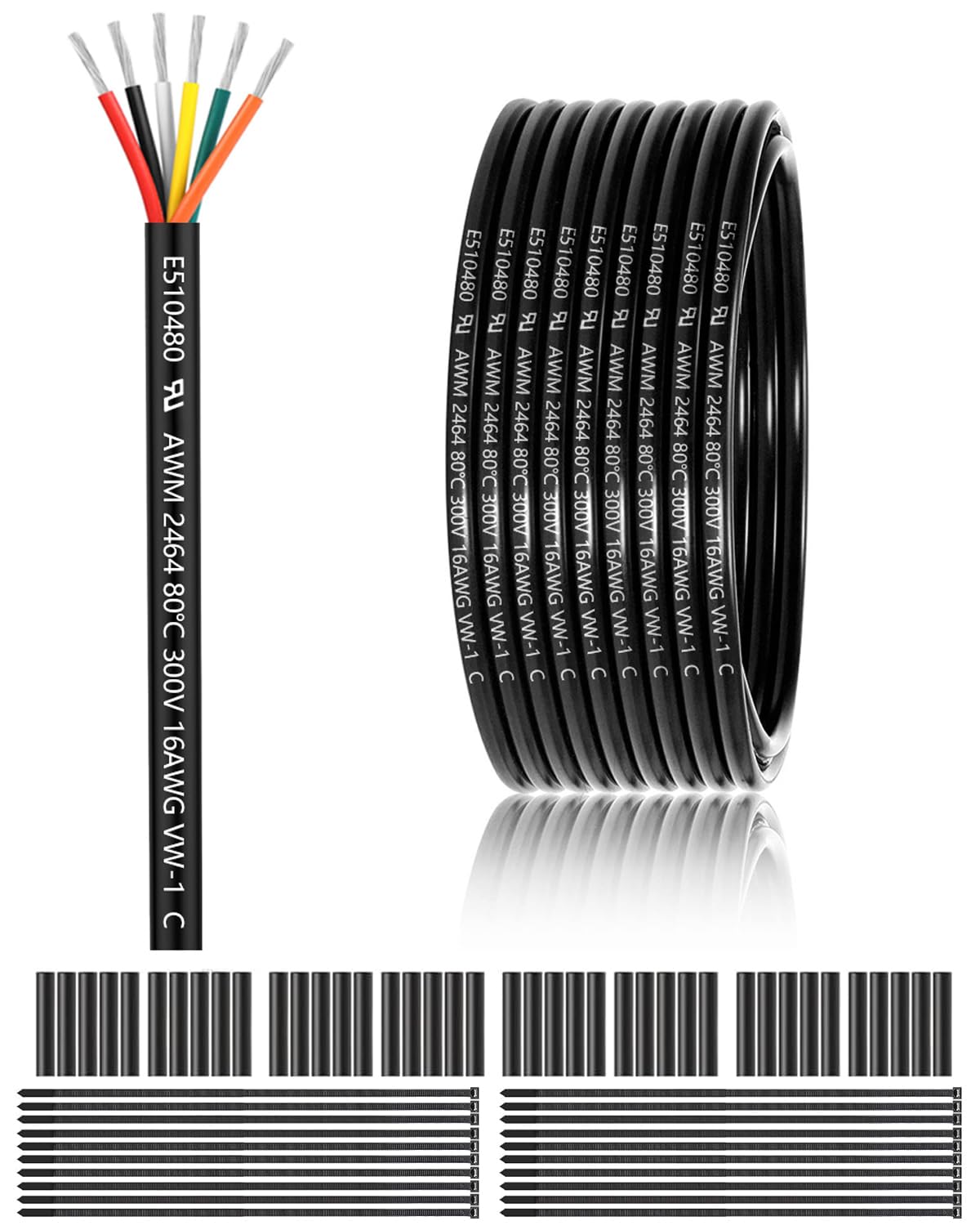 16 Gauge 6 Conductor Electrical Wire for LED Lighting and More