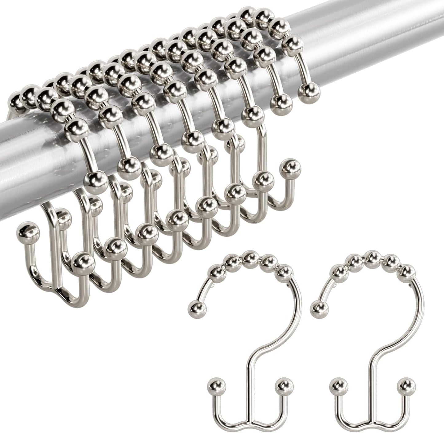 Rust-Resistant Double Shower Rings - Set of 12