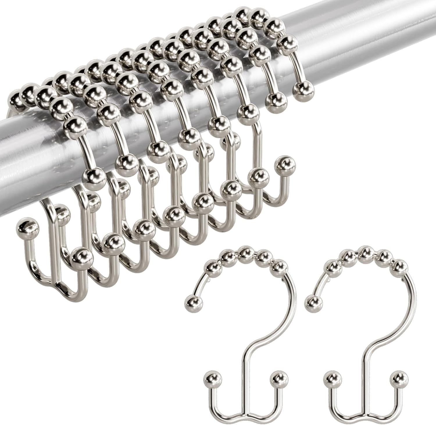 Rust-Resistant Double Shower Rings - Set of 12