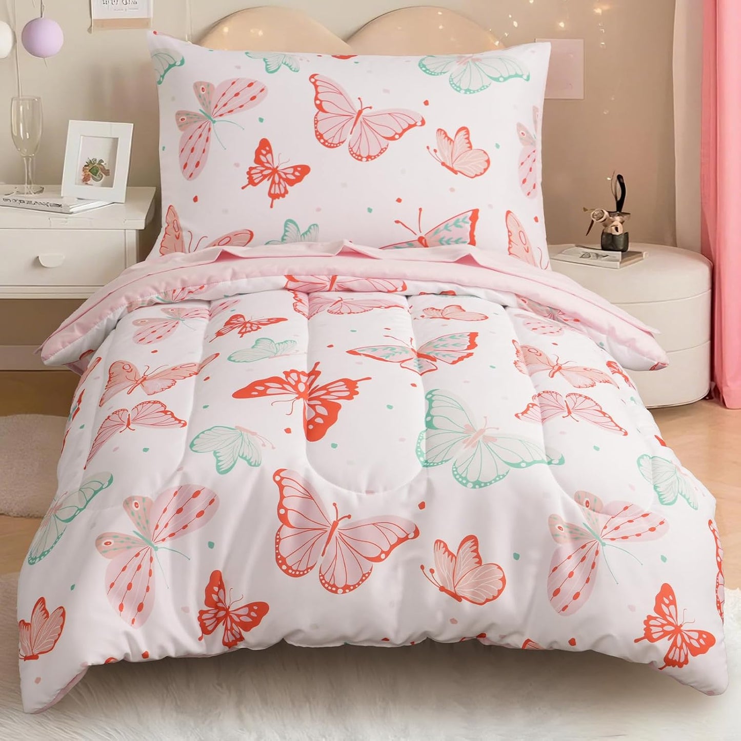 Soft Breathable Toddler Bedding Set for Girls - 4 Piece Set