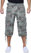 X RAY Men's Belted Long Cargo Shorts - Durable 3/4 Length Clothing
