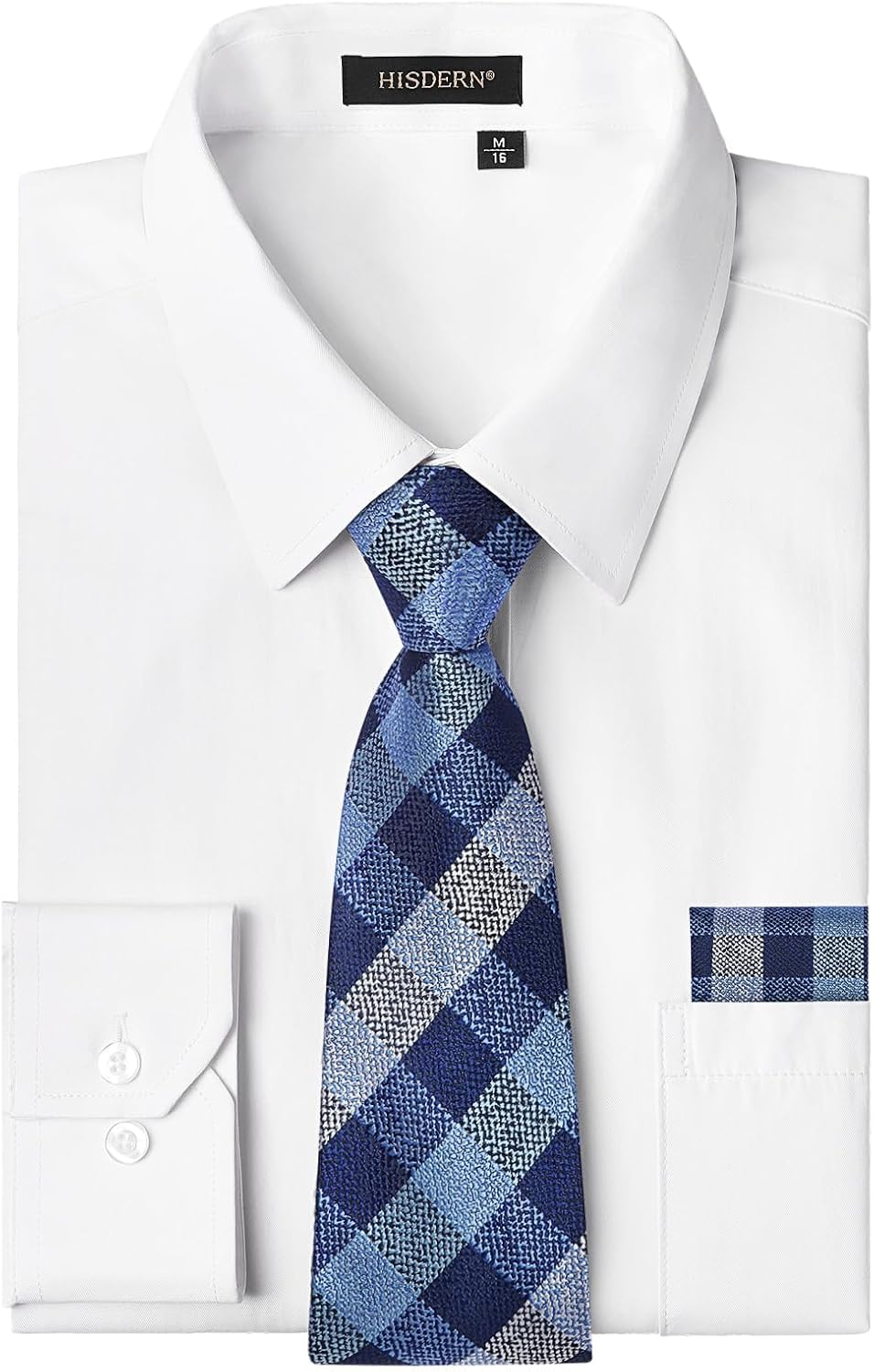 HISDERN Mens Dress Shirt with Tie Pocket Square Set for Style