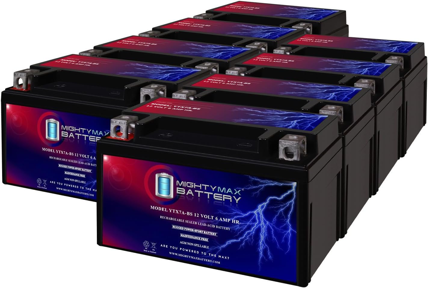 Mighty Max Battery YTX7A-BS 12V 6AH Sealed Lead AGM Battery