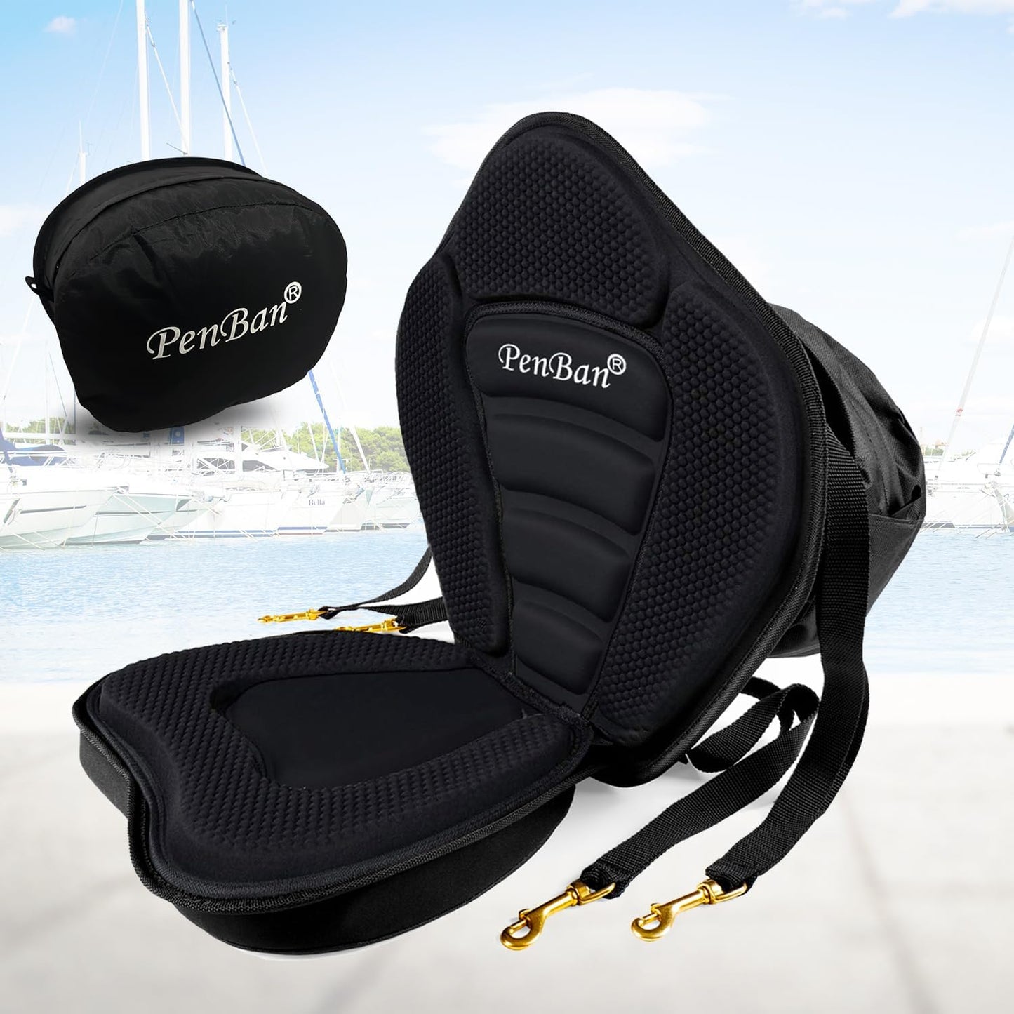 Universal Deluxe Kayak Seat Cushion with Storage Bag for Comfort