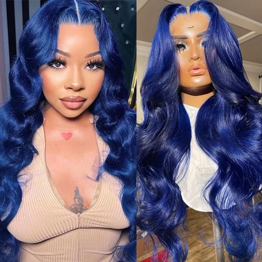 Long 36 Inch Dark Blue Lace Front Wigs for Stunning Looks