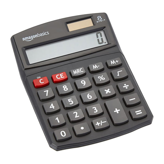 Basics Desktop Calculator, 8-Digit LCD Display
