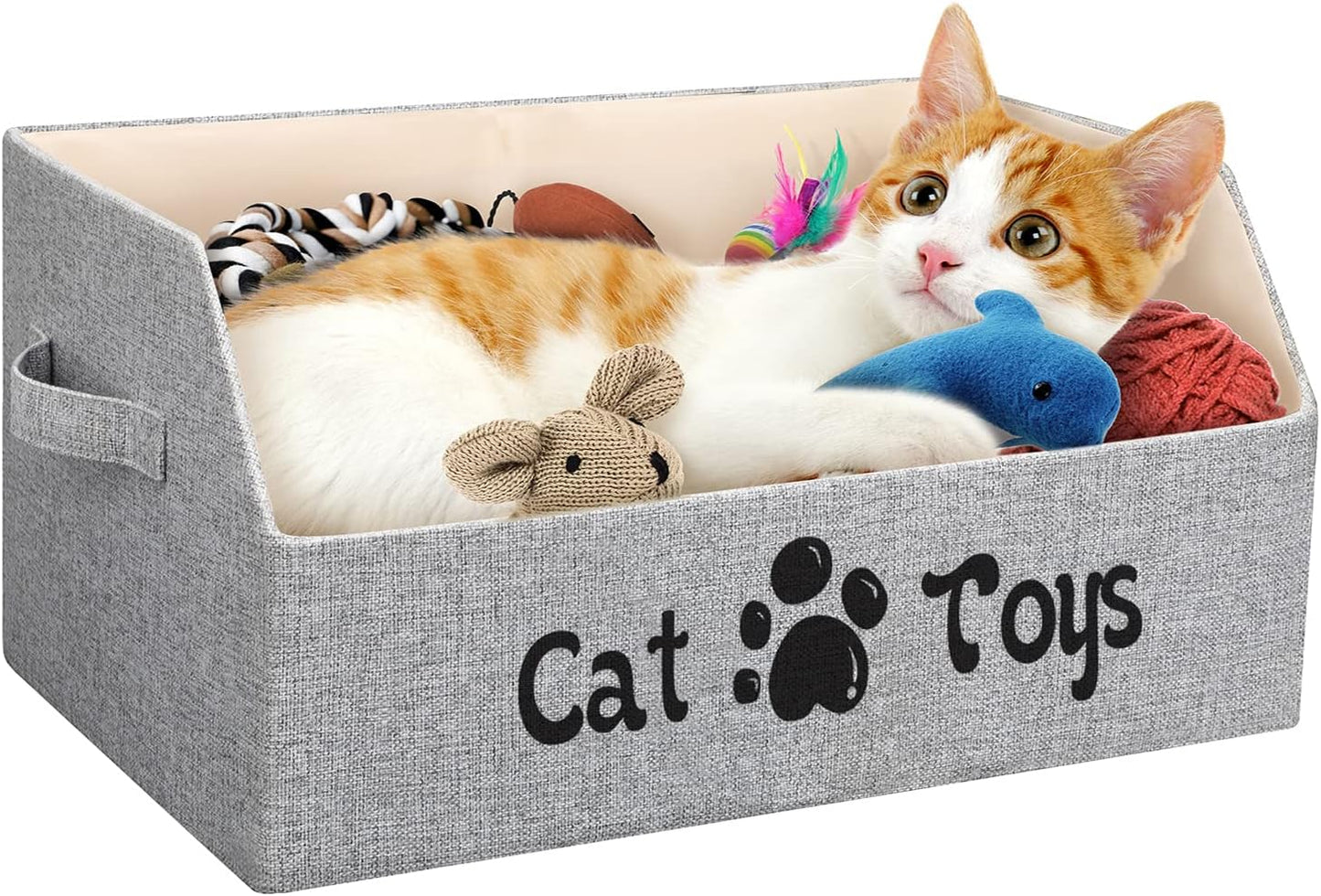 LOVSTORAGE Large Cat Toy Bin: 2X Thicker & Collapsible for Organized Toy Storage!