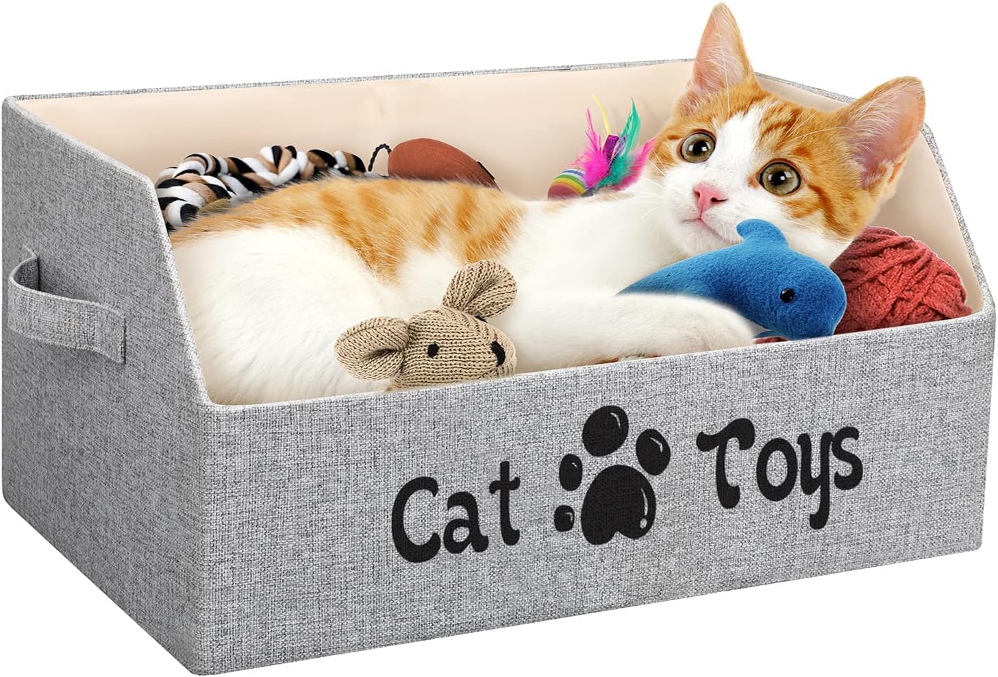 LOVSTORAGE Large Cat Toy Bin: 2X Thicker & Collapsible for Organized Toy Storage!