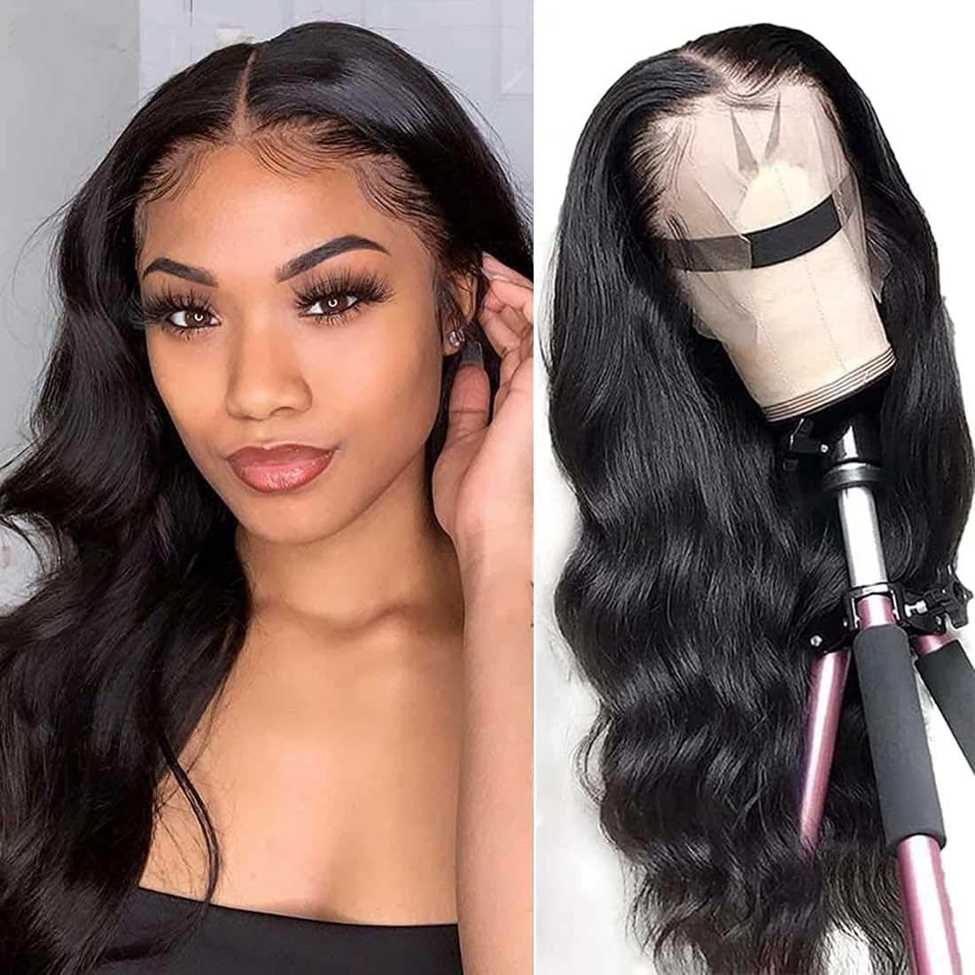 Glueless Body Wave Lace Front Wigs for Black Women 18 Inch