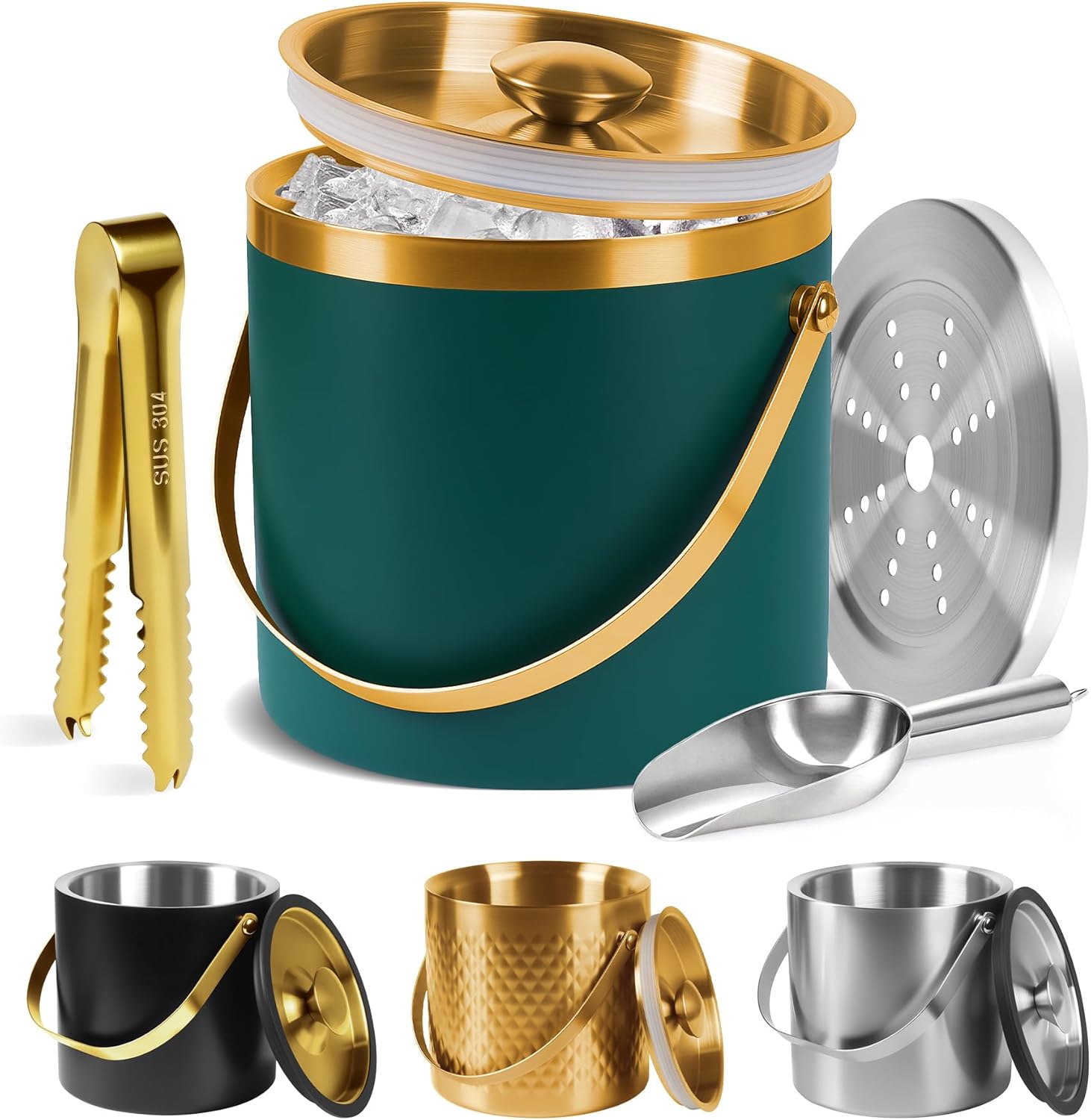 Ice Bucket with Silicone Sealing Ring for Perfect Cold Retention