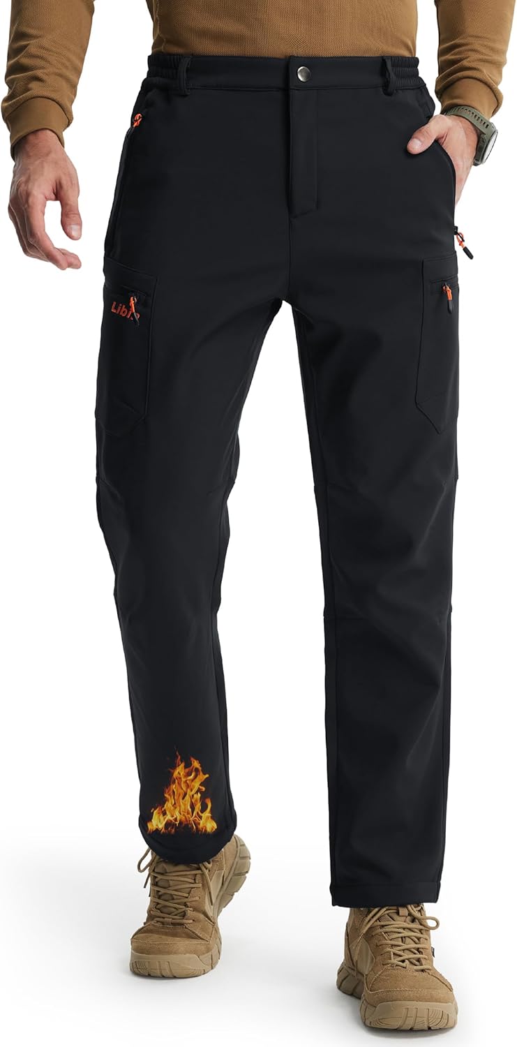 Libin Men's Fleece Lined Hiking Pants for Cold Weather