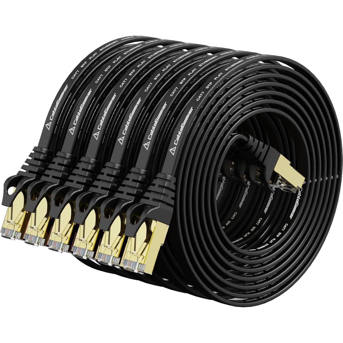 Cat7 Flat Ethernet Cables 6-Pack - Fastest Internet Speeds