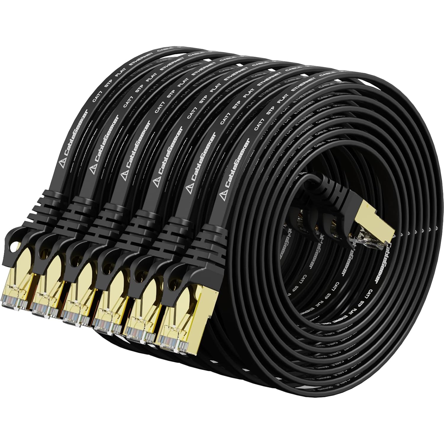 Cat7 Flat Ethernet Cables 6-Pack - Fastest Internet Speeds