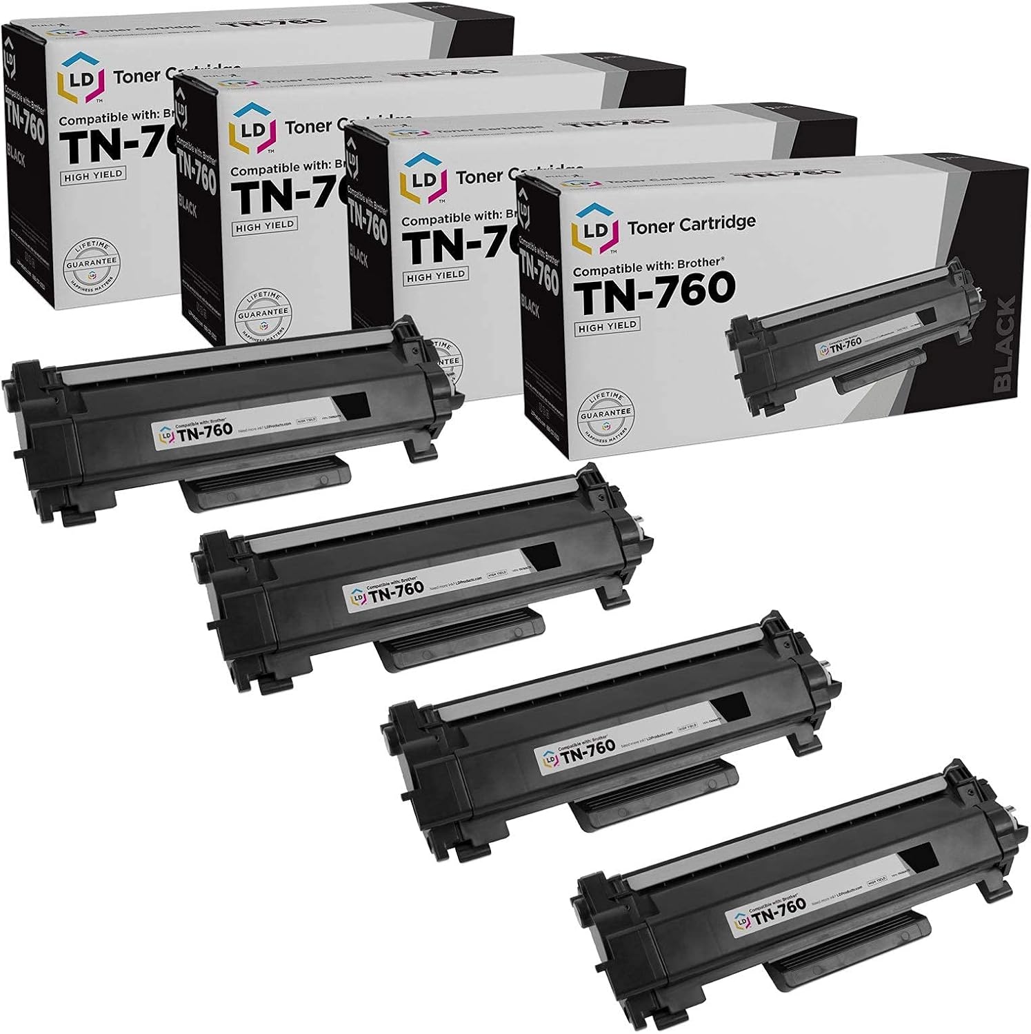 High Yield Black Toner 4pk for Brother Printers