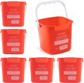 6 Quart Cleaning Bucket Set of 6 Red Sanitizer Pails - Color-Coded