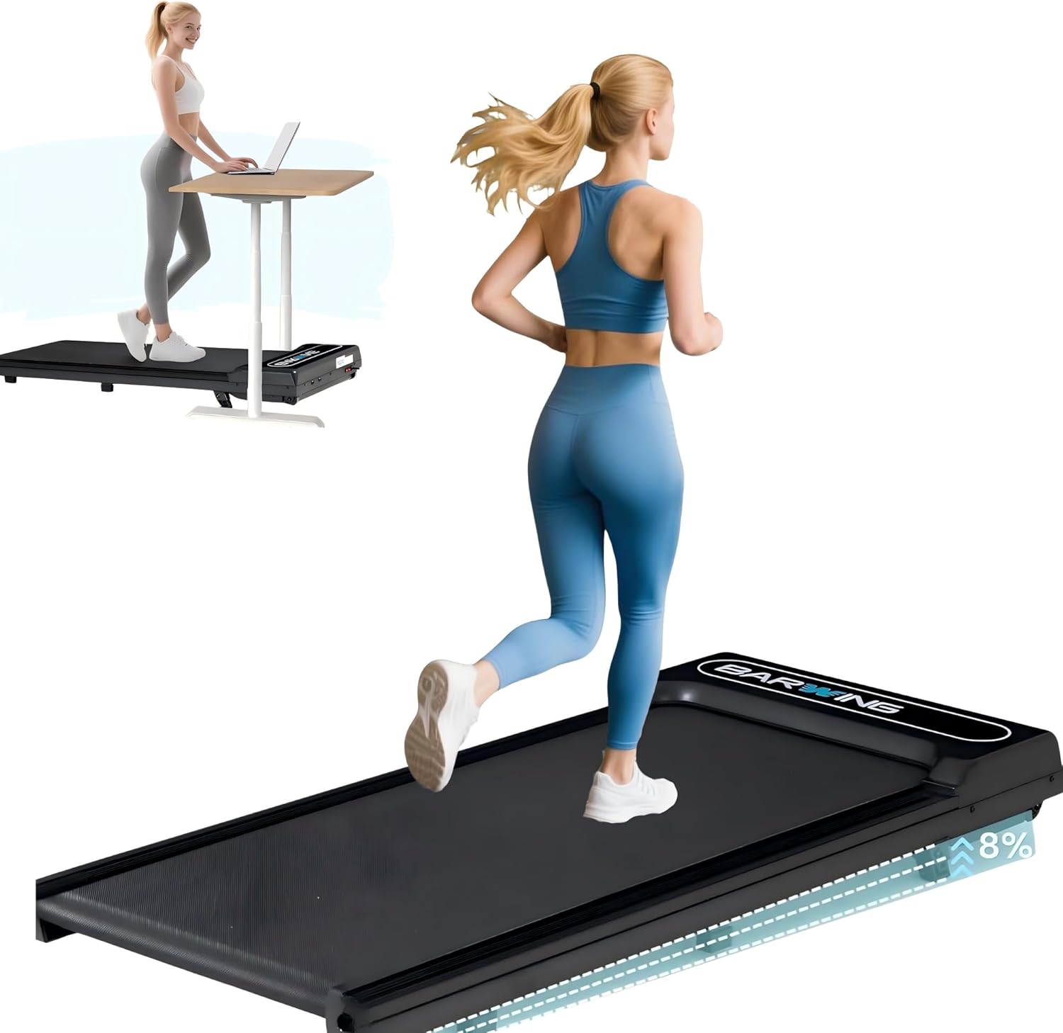 BARWING 6.5MPH Walking Pad Treadmill for Home & Office
