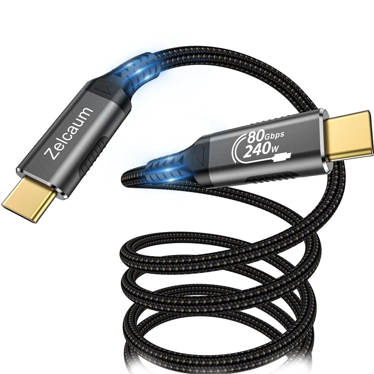 Zelcaum 80Gbps Thunderbolt 5 Cable - 120Gbps Boost, 16K Video, 240W Charging