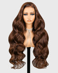 Glueless Wigs Human Hair 20 Inch Body Wave Chocolate Brown