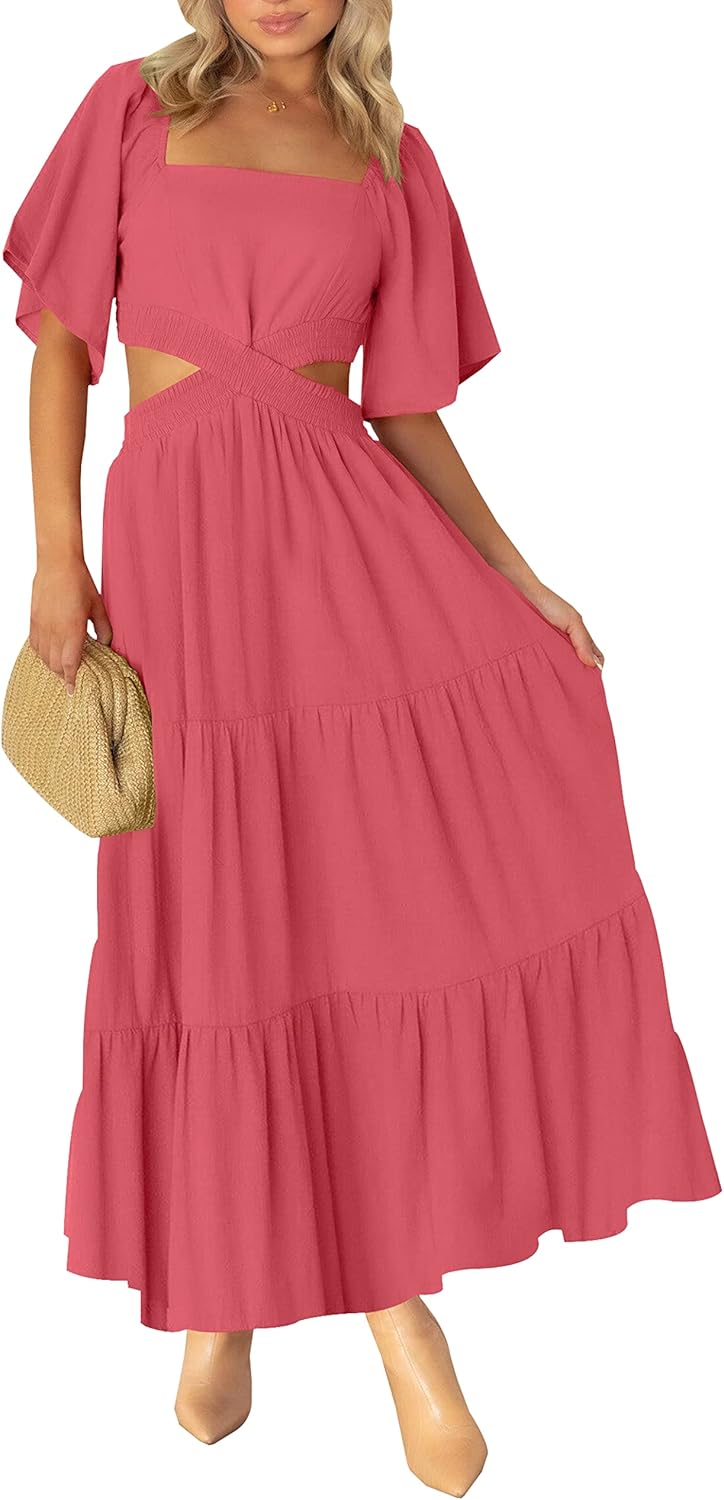 LEANI Women's Summer Cutout Maxi Dress for Casual Parties