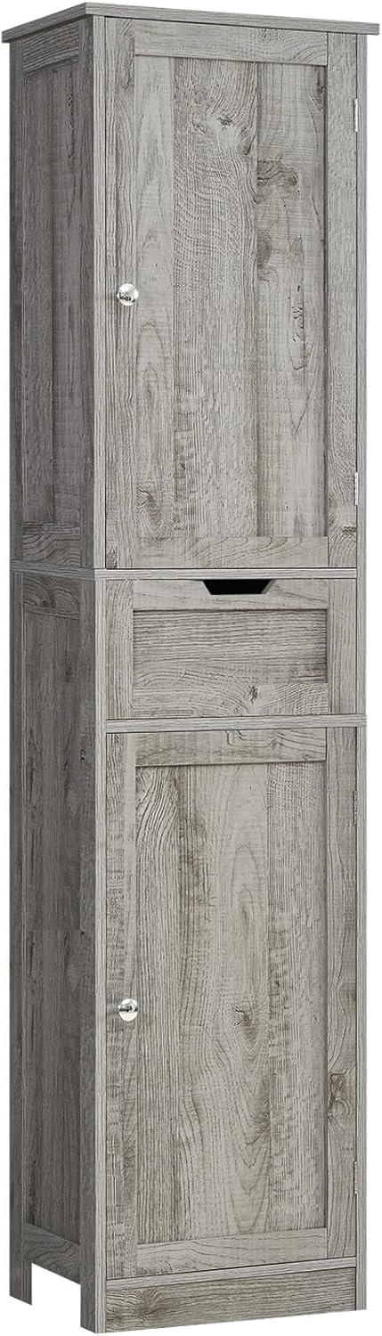 67 Tall Bathroom Cabinet with Adjustable Shelves & Drawer Storage