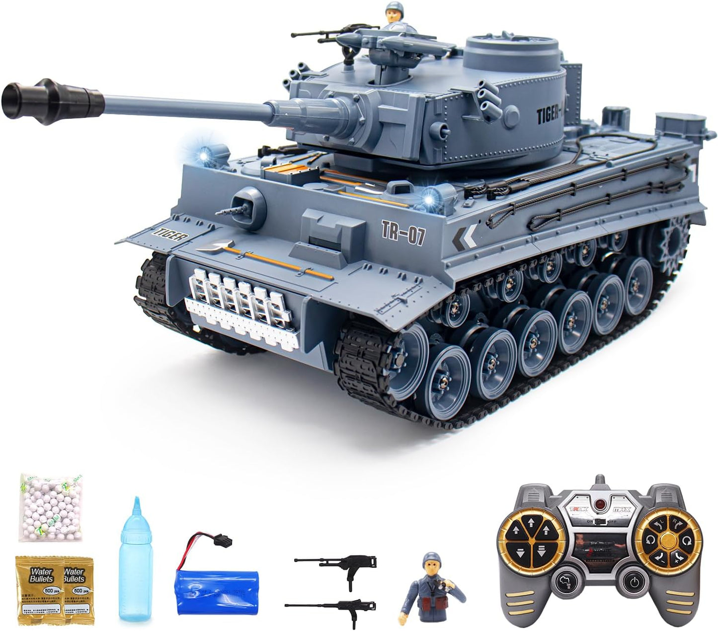 1/18 Scale RC Tiger Tank - Shoots BBS, 23 Channel, Lights, Sound - Gifts for All!