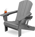 KINGYES Folding Adirondack Chair with Dual Cup Holders for Comfort