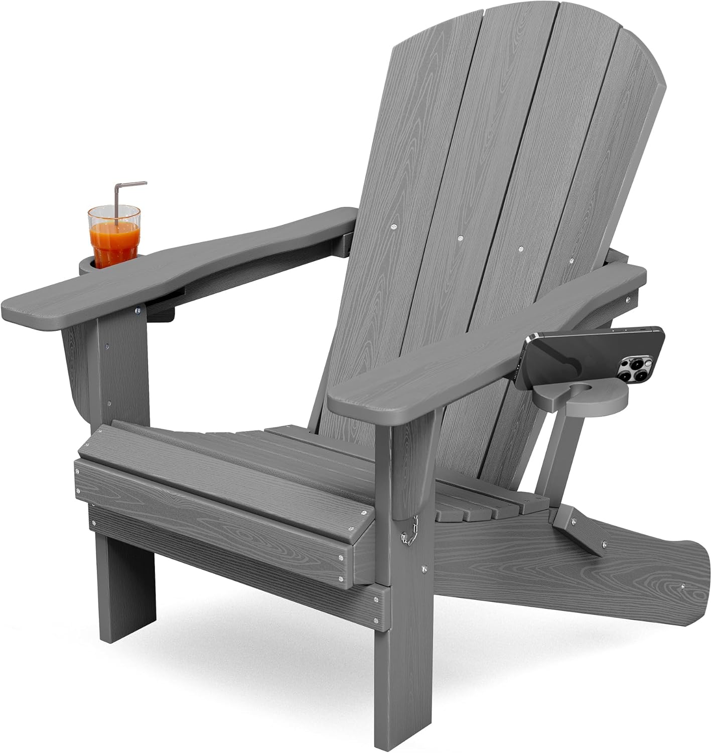 KINGYES Folding Adirondack Chair with Dual Cup Holders for Comfort