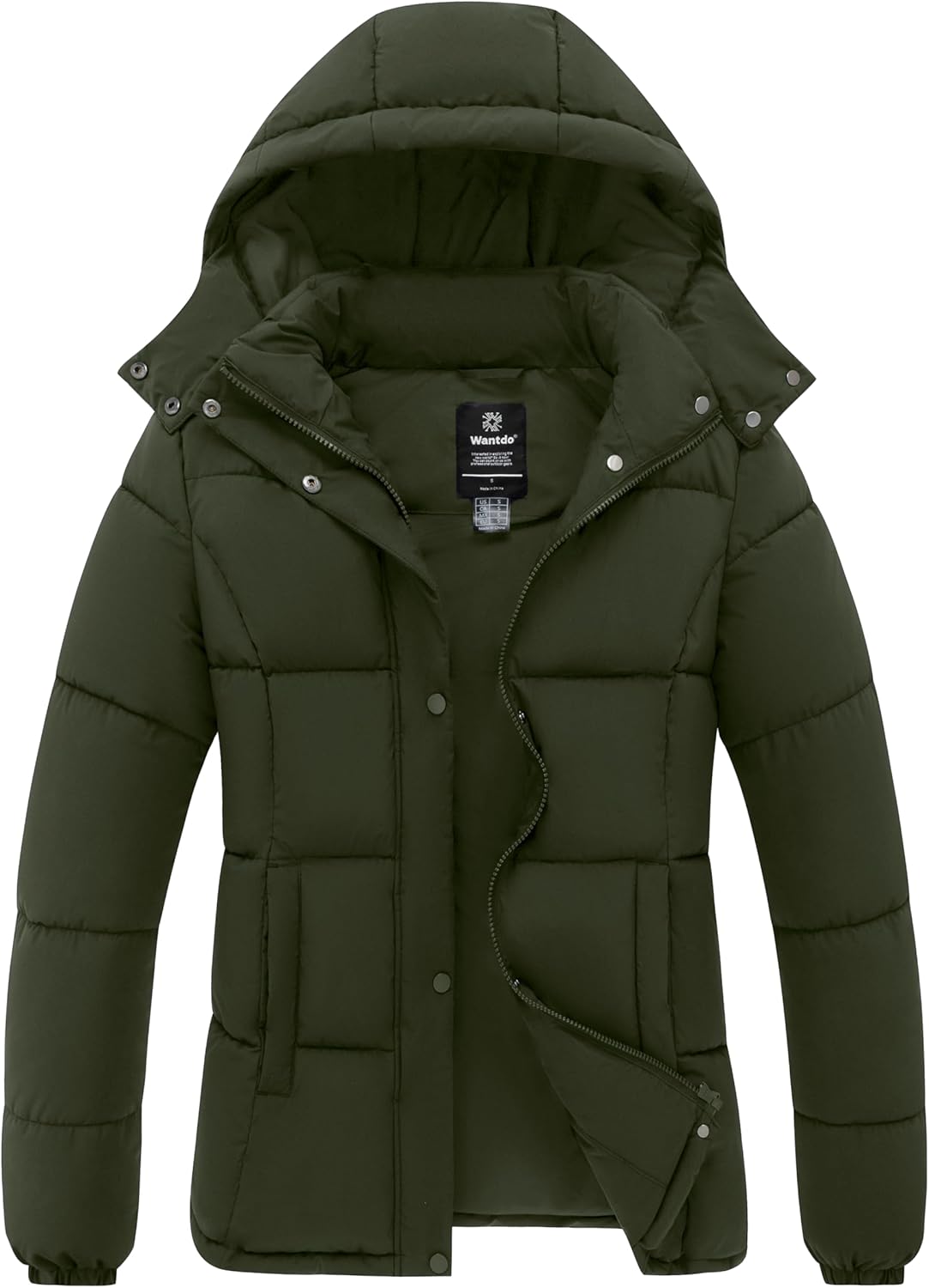 Lightweight Women's Puffer Jacket with Removable Hood for Winter
