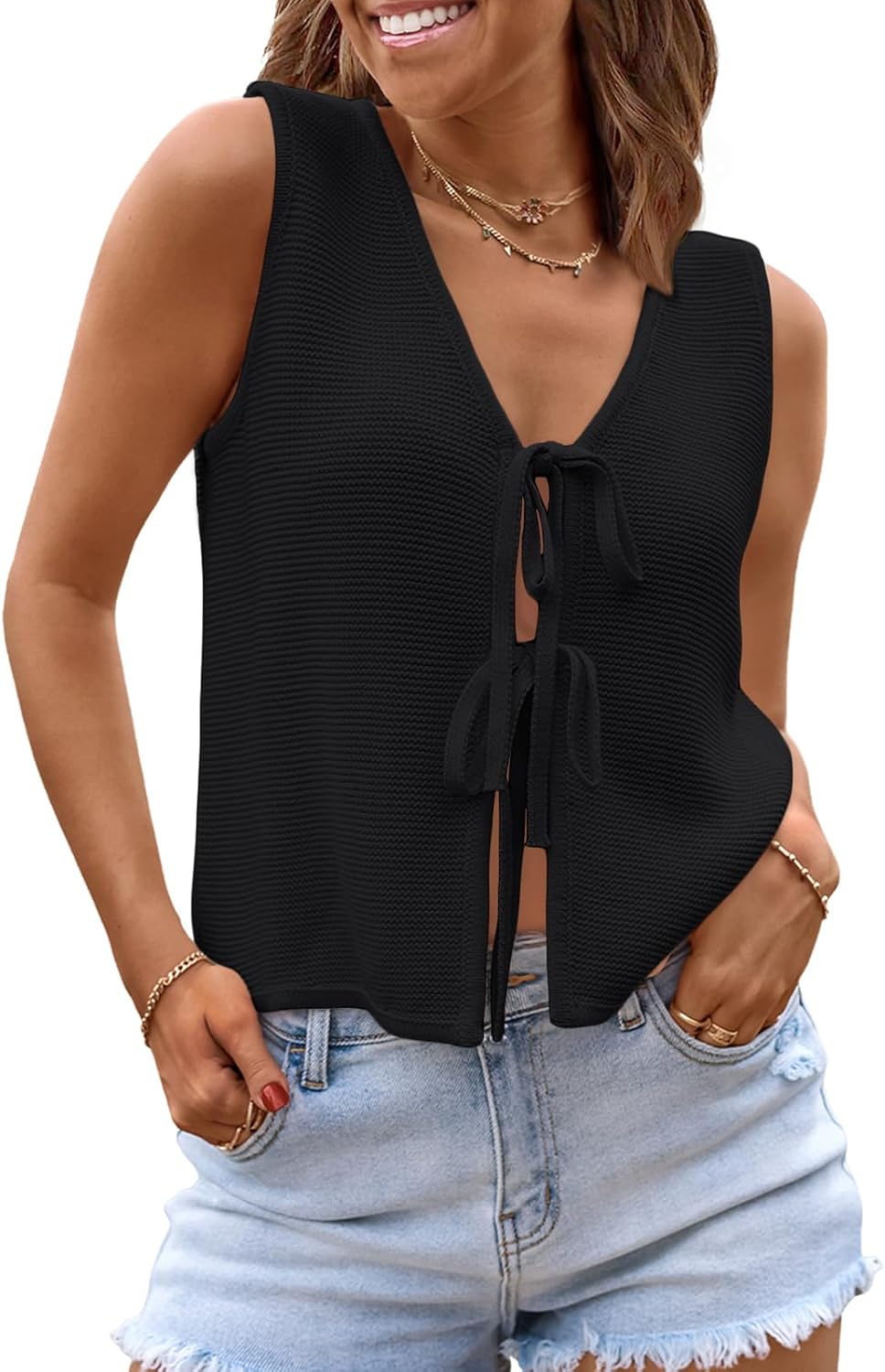 LILLUSORY Womens Crochet Tops for Summer Vacation Fashion