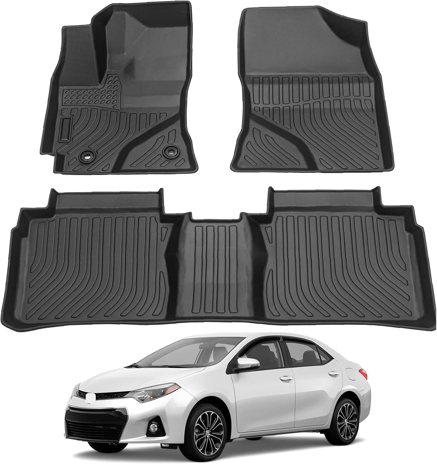 All Weather Rubber Car Floor Mats for 2014-2019 Toyota Corolla