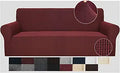 High Stretch Couch Covers for 3 Cushion Couch - Wine Red Slipcover