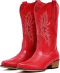 IUV Cowboy Boots For Women Mid Calf Western Cowgirl Boots - Classic 2
