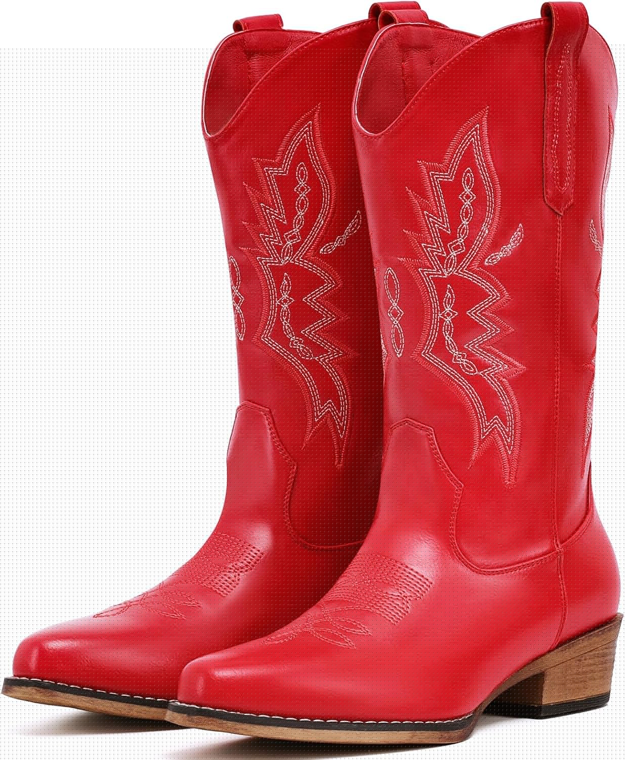 IUV Cowboy Boots for Women - Stylish Western Mid Calf Boots