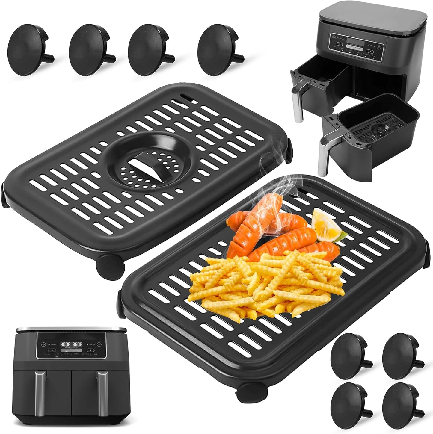 DualZone Ninja Air Fryer Parts - 2PCS Grill & Crisper Set
