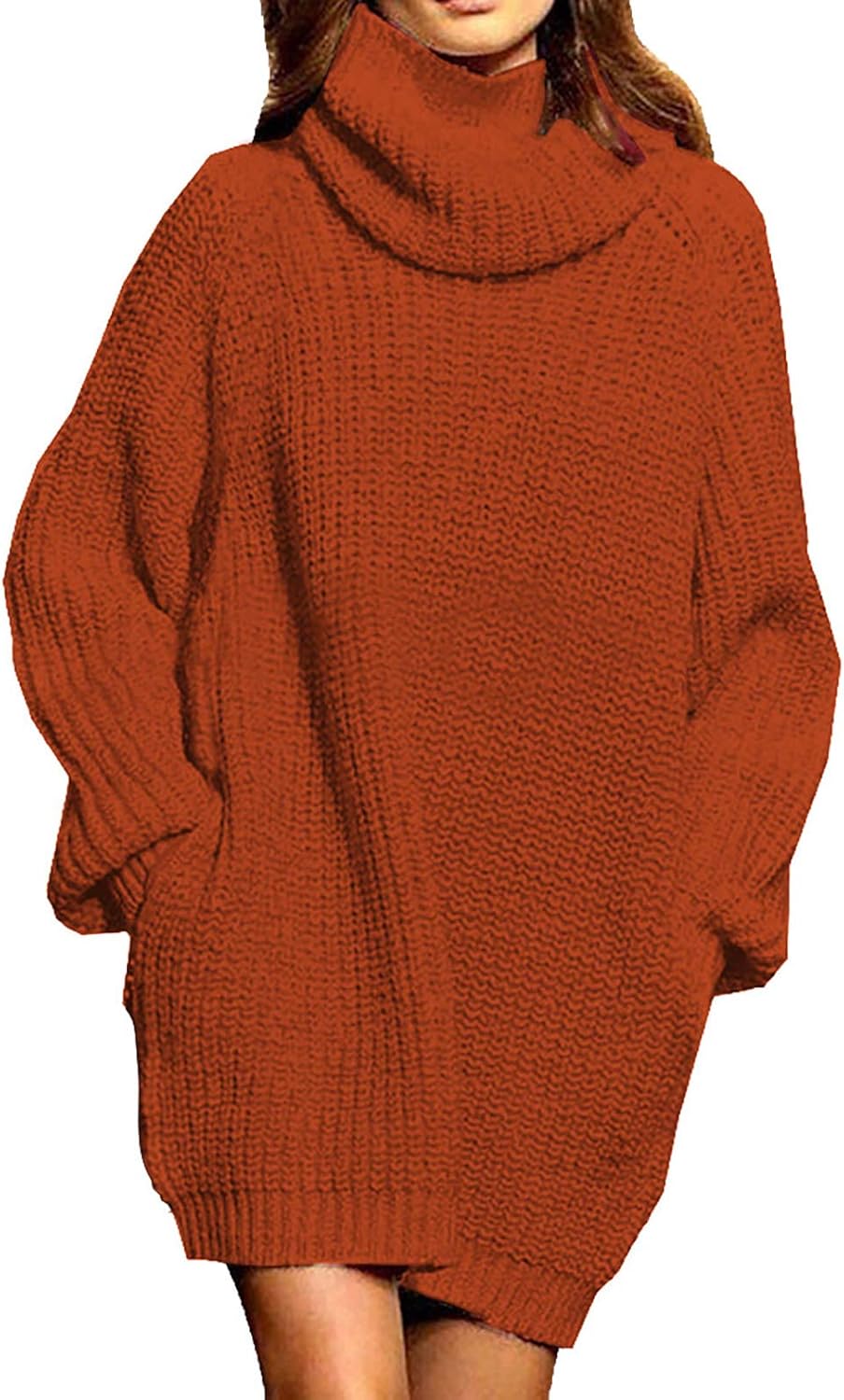 Pink Queen Women's Oversize Turtleneck Sweater Dress for All