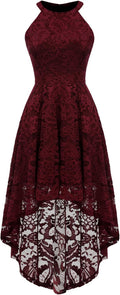 Halter Lace Hi-Lo Cocktail Dress for Wedding Guests - Flattering Fit