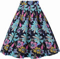 OBBUE Vintage Pleated Skirt Floral A-line Midi with Pockets