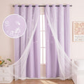 Unistar Unicorn Curtains for Kids Bedroom - Double Layer Star Cutouts
