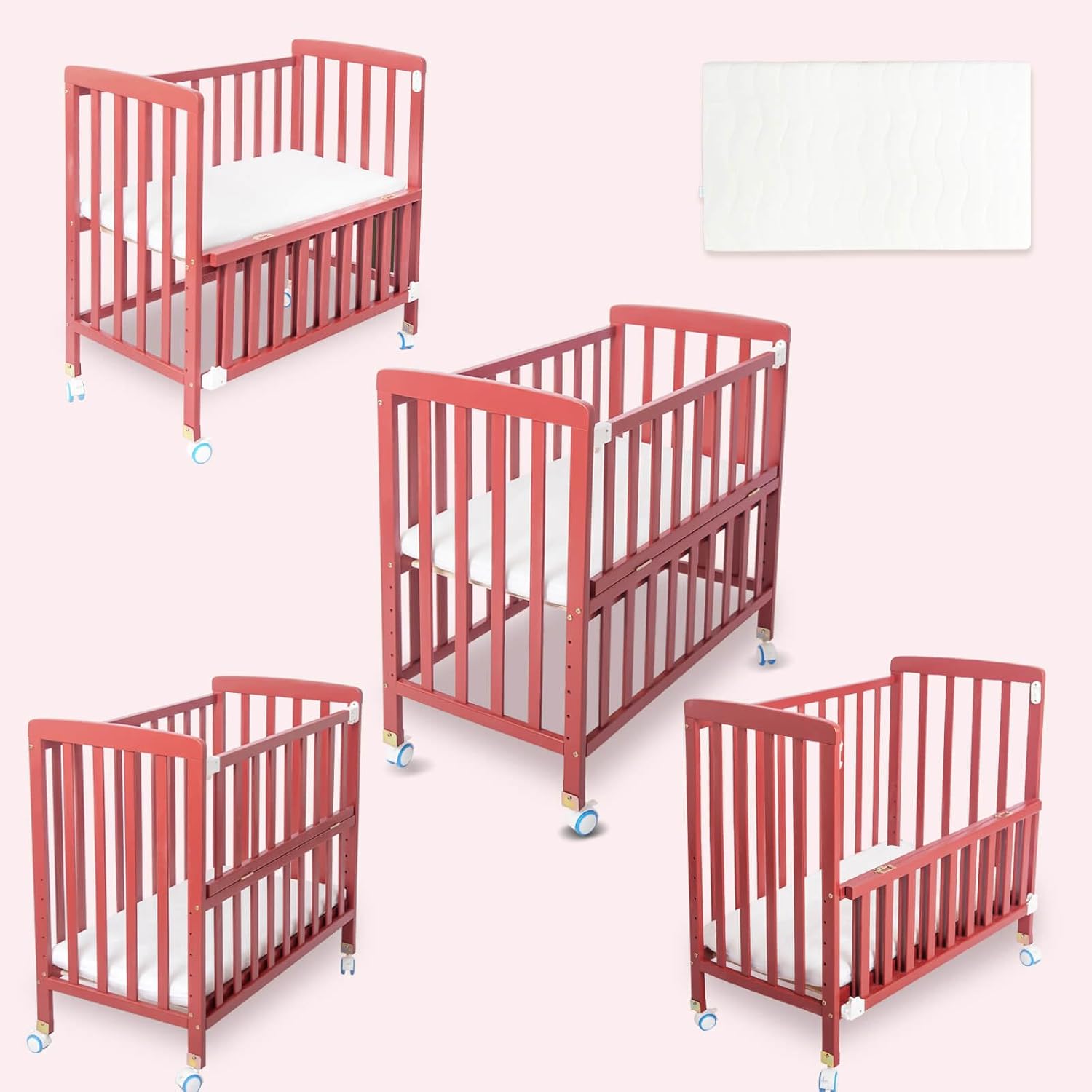 Mini Baby Crib Portable - 4 in 1 Convertible Cunas para Bebes