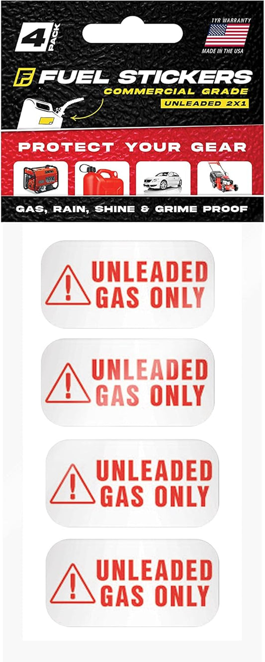 Unleaded Gas Only Sticker Labels for Fuel Cans and Equipment