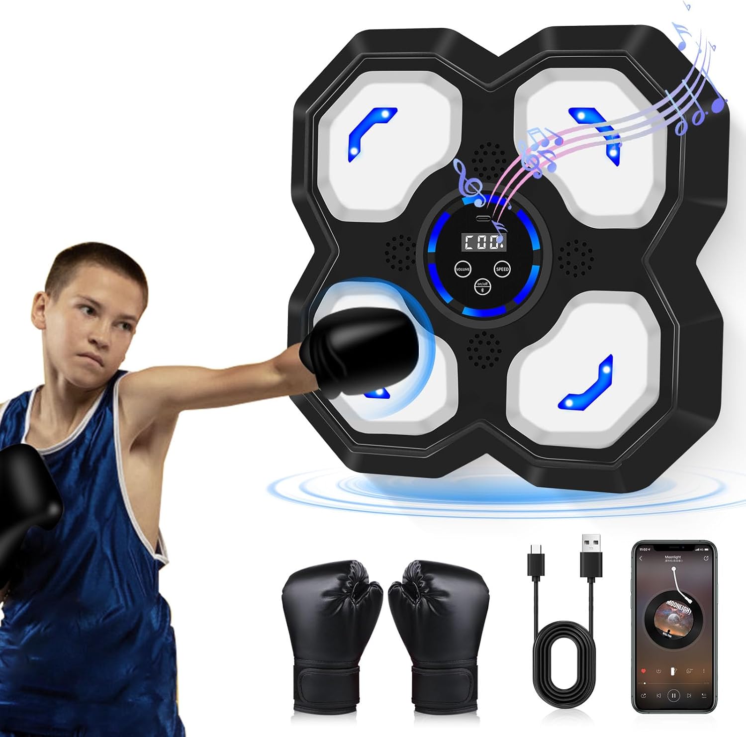 Wall-Mounted Music Boxing Trainer Set - Punch to the Beat!