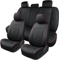 Car Seat Covers Full Set Black Faux Leather - 5-Seater Fit