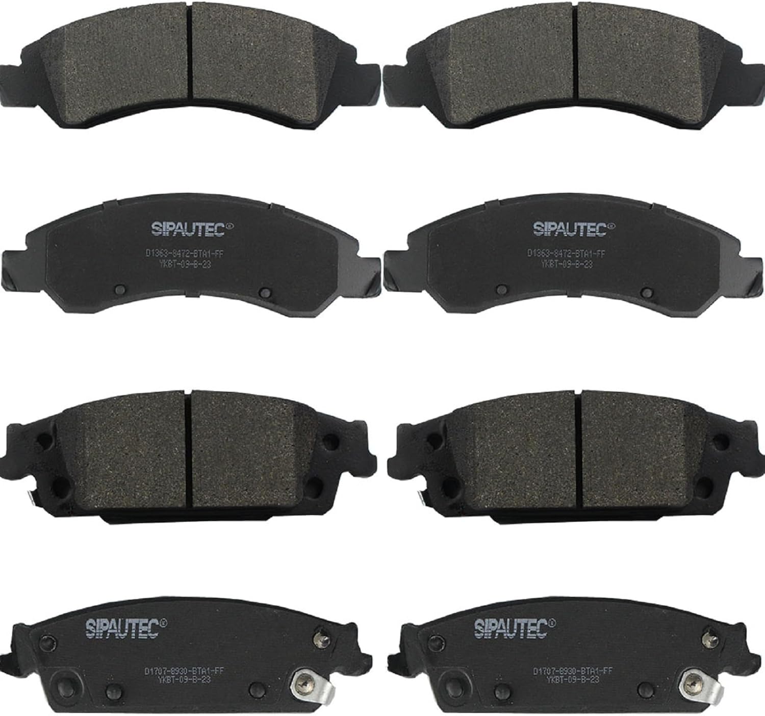 SIPAUTEC Front & Rear Ceramic Brake Pads for Chevrolet Vehicles