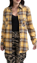 Match Womens Button Down Flannel Plaid Shirt - Cozy