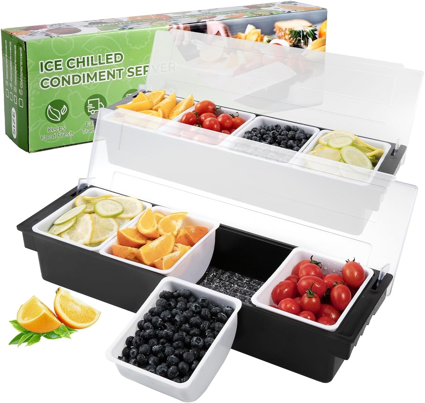 Fruit, Veggie & Condiment Caddy with Lid for Serving Taco