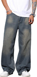 Casual Y2K Wide Leg Jeans for Men in Baggy Fit Style