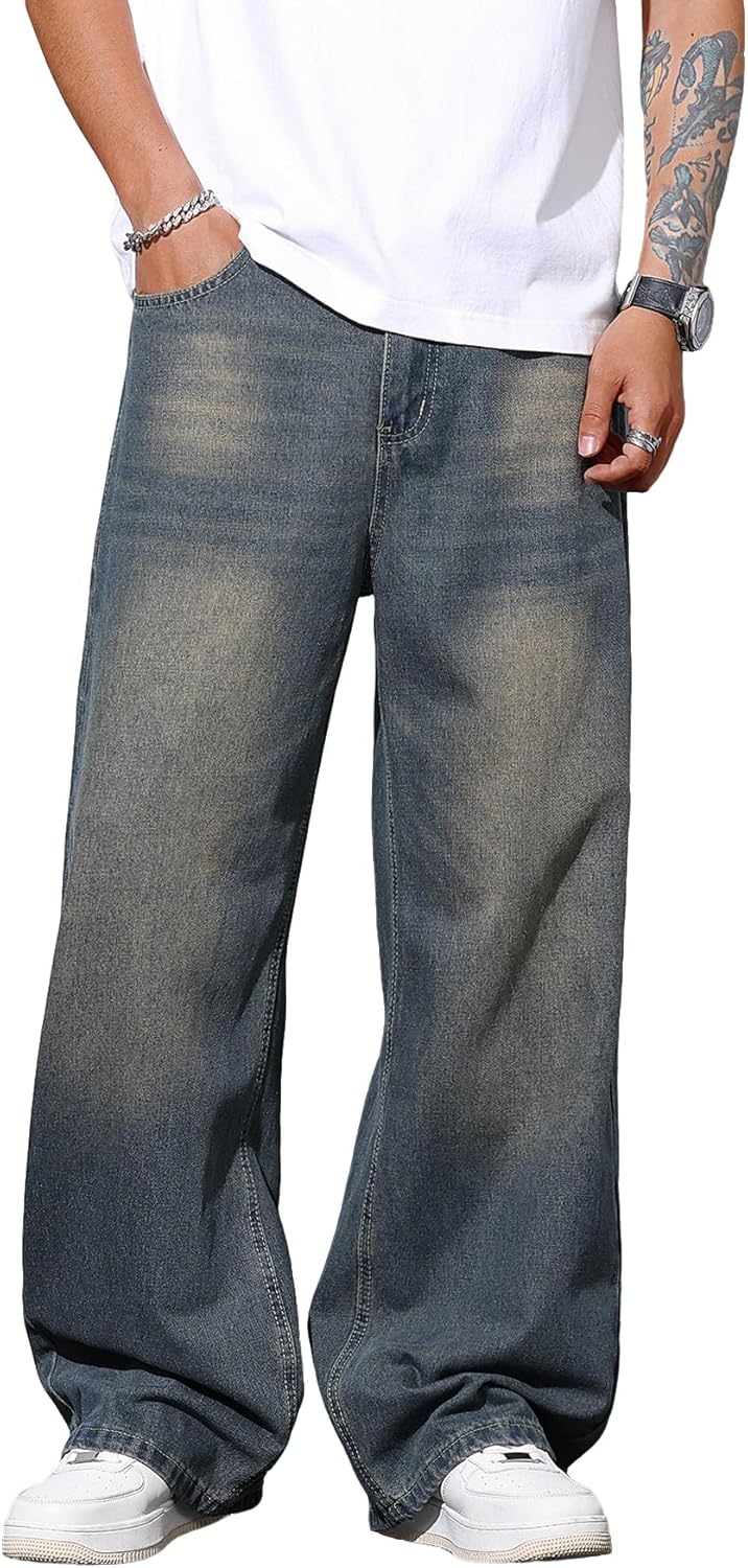 Mens Wide Leg Baggy Jeans for Y2K Casual Fashion Style