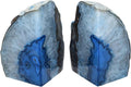 Blue Agate Bookends - Heavy Duty Polished Geode for Shelves