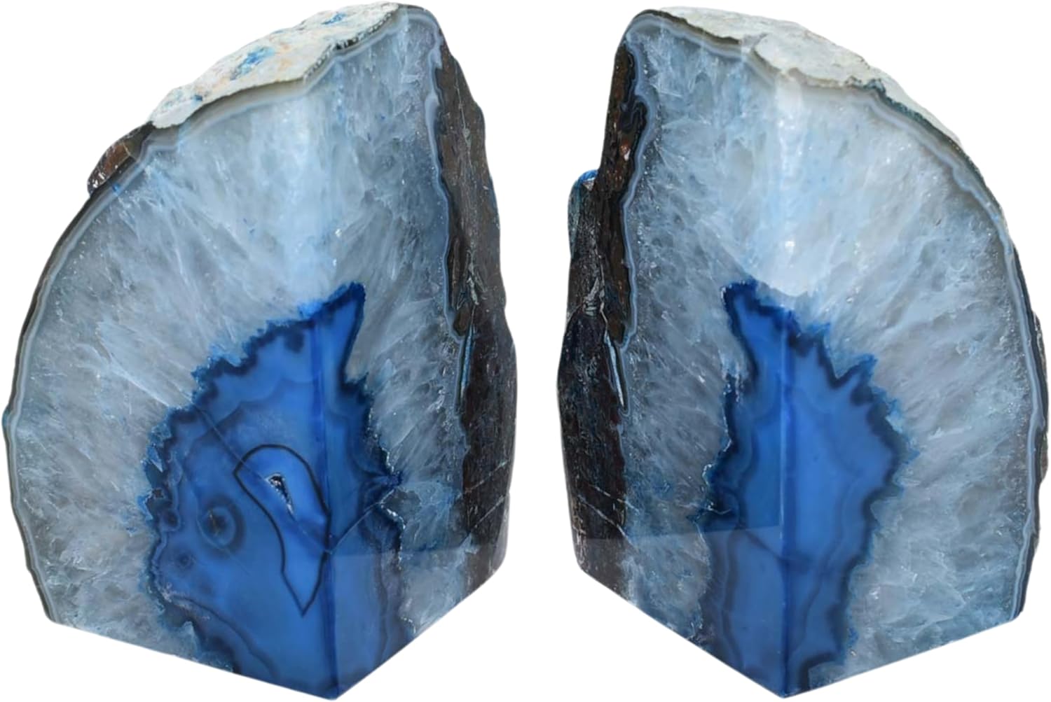 Nature's Decorations Agate Bookends - Stunning Blue Geode Decor